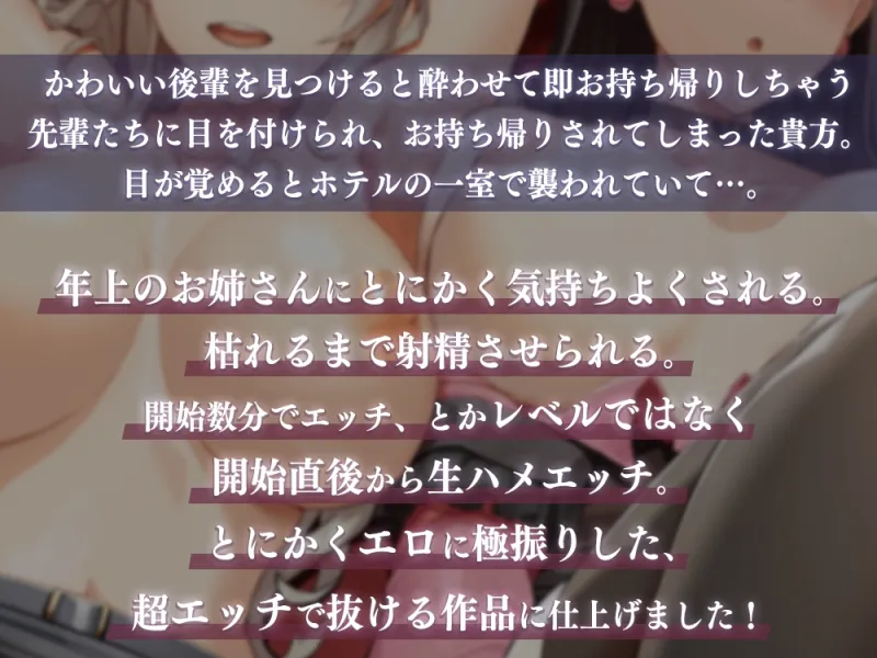 【エッチ極振り】開始数分即ハメボイス～可愛い後輩は酔わせてお持ち帰り→即生ハメしちゃう先輩に捕まって逃げられない!～