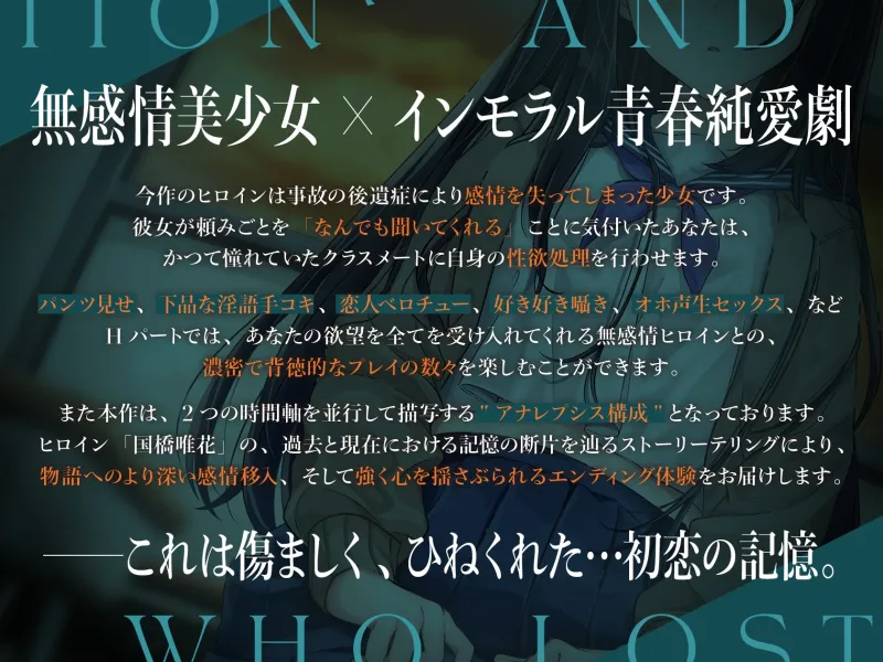 事故で感情が無くなった国橋さんは俺の言うことをなんでも聞いてくれる。 ～恋人キスもオホ声おまんこも、キミがシタイこと全部…～