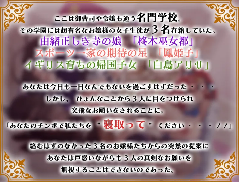 【期間限定価格110円】学園のご令嬢3人娘は婚約者と別れるために貴方の子どもを孕みたい【お願いNTR】