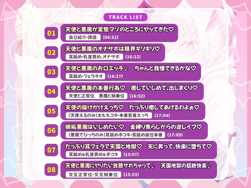 【耳フェラ】ひたすら耳舐め天使と悪魔 ～超密着で挟まれながら両耳攻めで安眠天国orイキ地獄?～《早期購入特典:幸せの耳舐めループ、あり!》