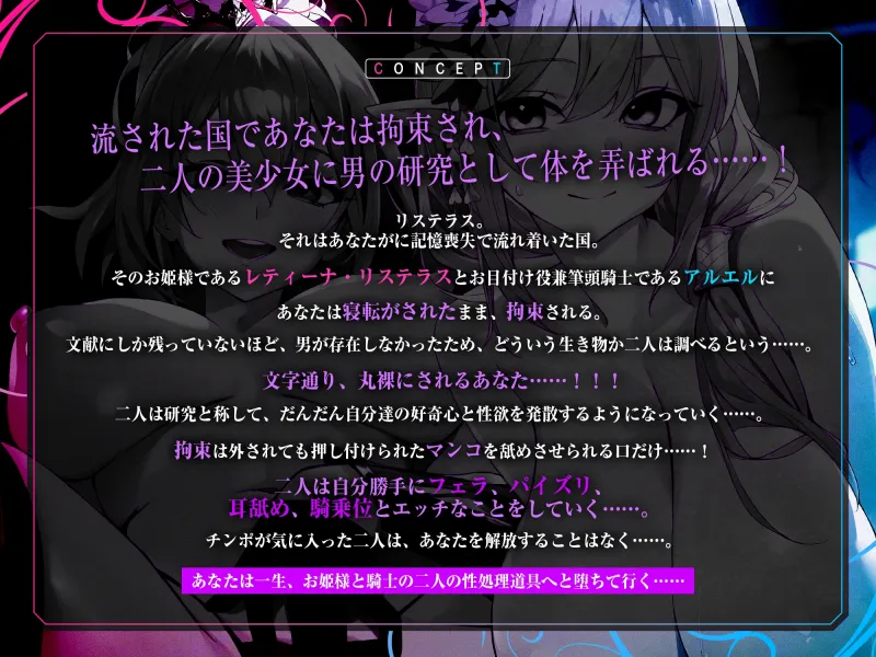 性交体験 ～女しかいない王国で研究用ちんぽに選ばれた僕はおもちゃにされながらエンドレス逆レイプ～《早期特典スマホ壁紙付き》