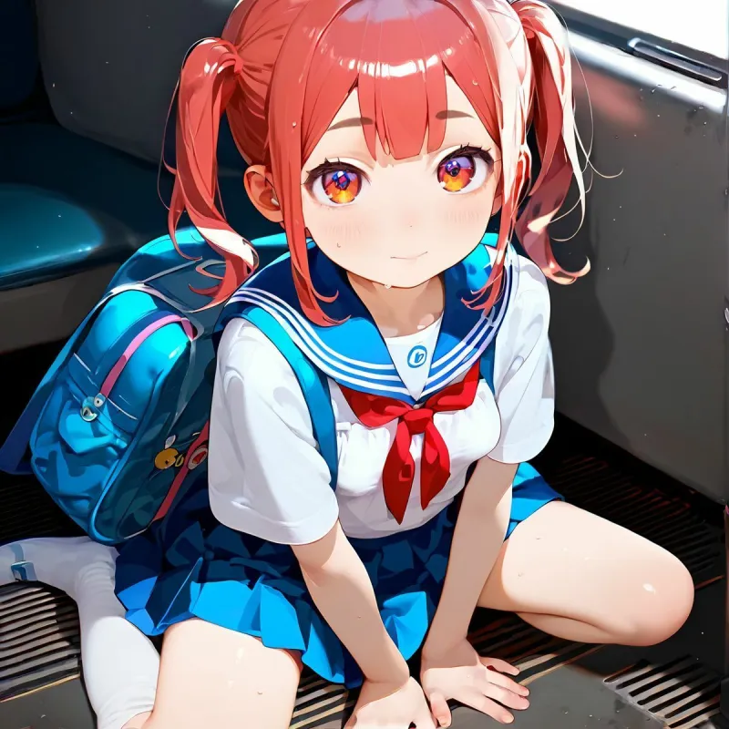 ちっぱい娘、電車痴漢に沼る01