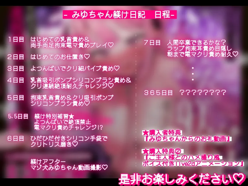 みゆちゃん躾け日記 ～地雷系メンヘラ彼女ちゃんがメス犬快楽地獄に堕ちるまでの365日間の記録～【ハメ撮り風フルボイスLive2Dアニメ付】