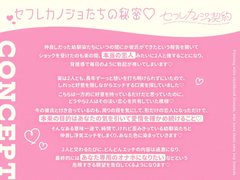 セフレカノジョ契約～彼氏持ちの幼馴染たちにセックスの練習相手として求められたので、仲良し浮気エッチしまくる～