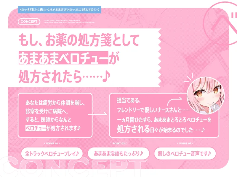 【早期購入特典付き】“ベロチュー処方箋”によって、優しいナースさんから“あまあまとろとろベロチューおまんこ”が処方されるクリニック【バイノーラル】