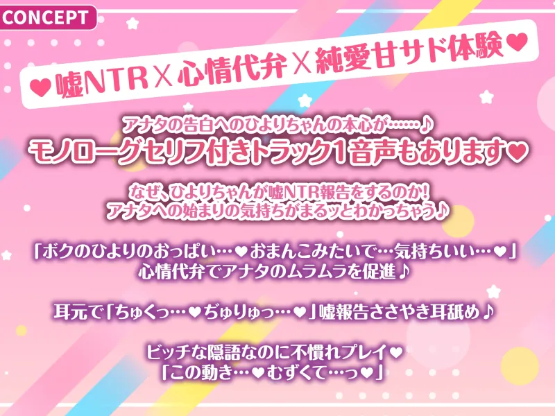 偽ビッチ処女JKの甘サドい嘘NTR報告～嘘報告に鬱勃起しちゃって、ニヤニヤ煽りで甘責めされちゃう俺～【純愛マゾいじめ】《!3大早期購入特典!》