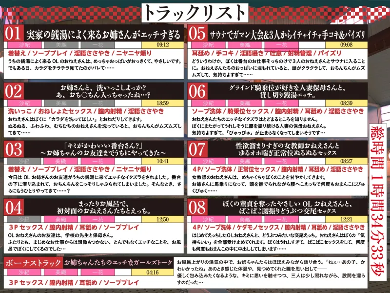 【おねしょた×銭湯ノスタルジー】あまとろの湯へようこそ。～うちの銭湯に入り浸るアラサーお姉さんたちと甘えんぼエッチしまくるお話～【全編あまあまヌルヌル】