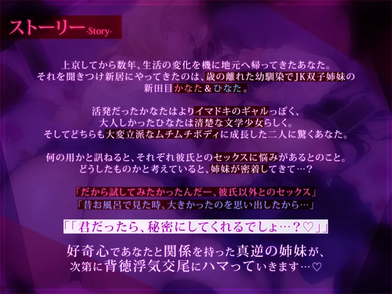 【浮気チン堕ち/ドスケベ差分イラスト付き】むちエロ年下双子姉妹が浮気交尾にハマって堕ちる～陽キャ＆陰キャ幼馴染と本性わからせド下品生ハメ～【KU100】