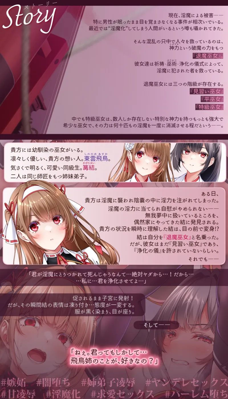 【✅嫉妬姦×快楽堕ち】双堕ち退魔巫女～大好きすぎておまんこ負けちゃう♡快楽♡甘・凌・辱でハーレム連鎖堕ち～