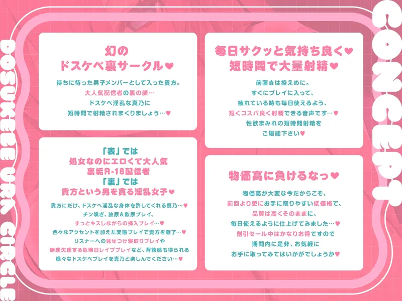 【短時間早抜きGirls♡】ドスケベ裏サークル4～大人気淫乱配信者♡真乃のショート音声集～