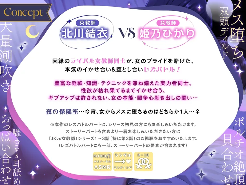 【KU100】夜の保健室で秘密のレズバトル！ 女教師「北川結衣」vs女教師「姫乃ひかり」